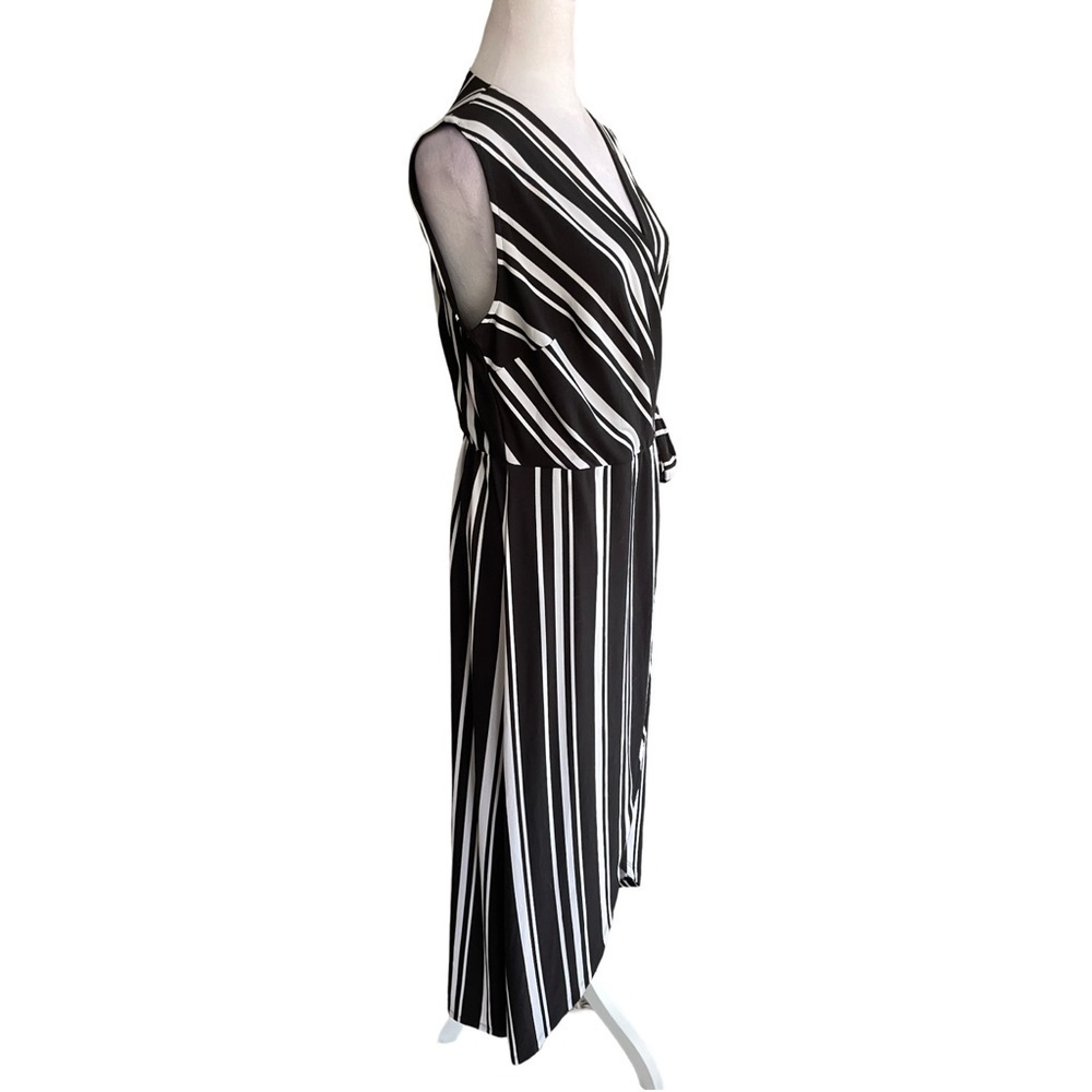 INC International Concepts Black/White Striped Faux-Wrap Maxi Dress Size Large - Picture 8 of 15